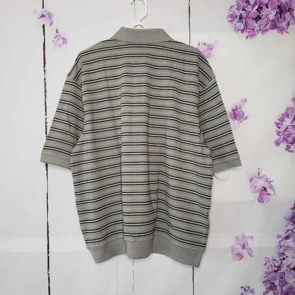 Scandia Woods Stripe Button Top Spread Collar Golf Polo 2XL - Picture 2 of 7